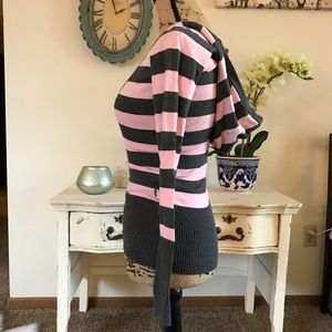 Garage Sweaters - Pink and grey striped hooded sweater Garage Sweaters - Pink and grey striped hooded sweater